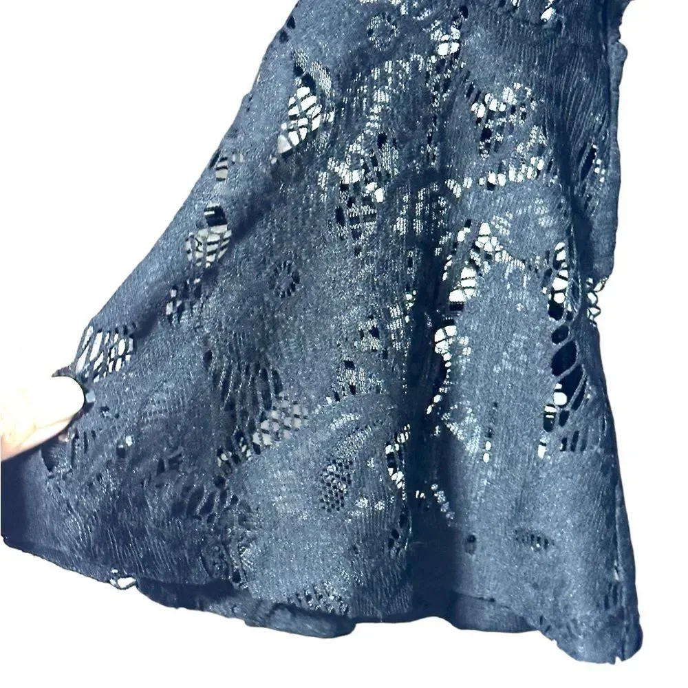 Black and Gold Lace Dress With Lace 3/4 Bell Sleeve New With Tags XS - Picture 6 of 16